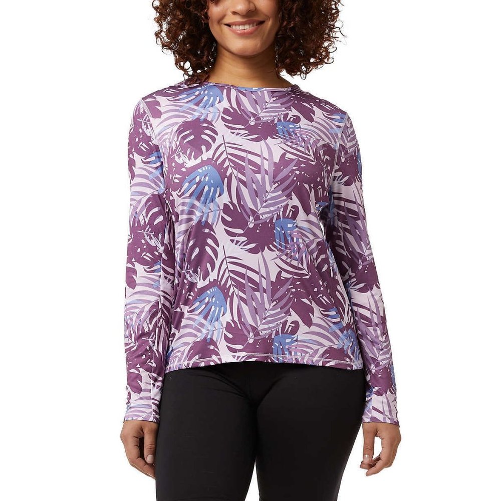 NWT 32 Degrees Women Long Sleeve Rash Guard Purple Palm Size M $50 4HLA14